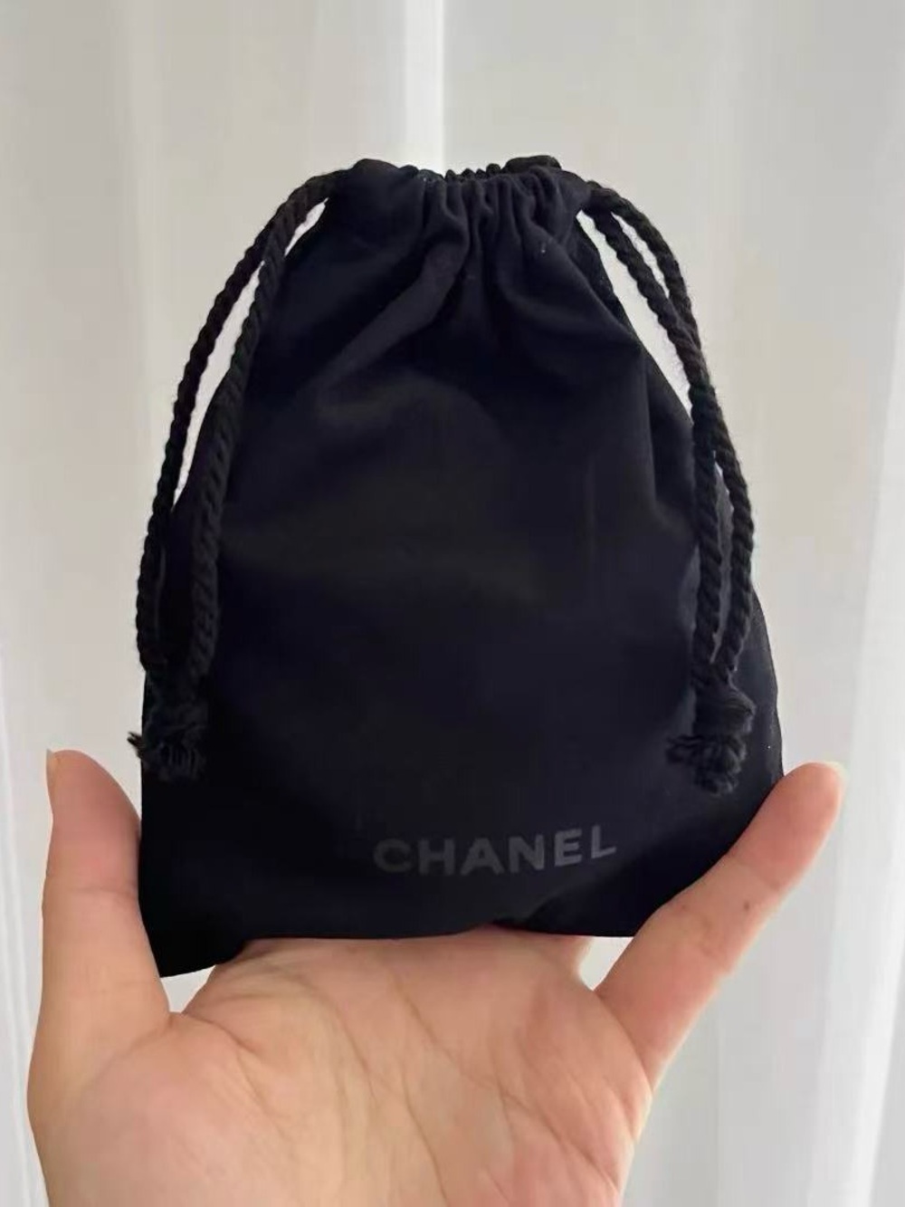 Set of 2 New Small Chanel Black Drawstring Dust Bag